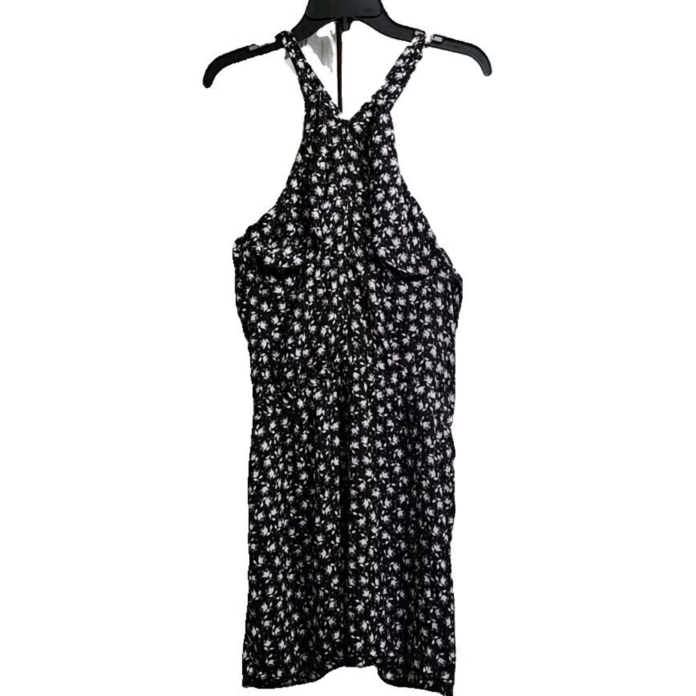 Ann Taylor LOFT Womens‎ Size M Top Halter Sleeveless Romper Floral Black